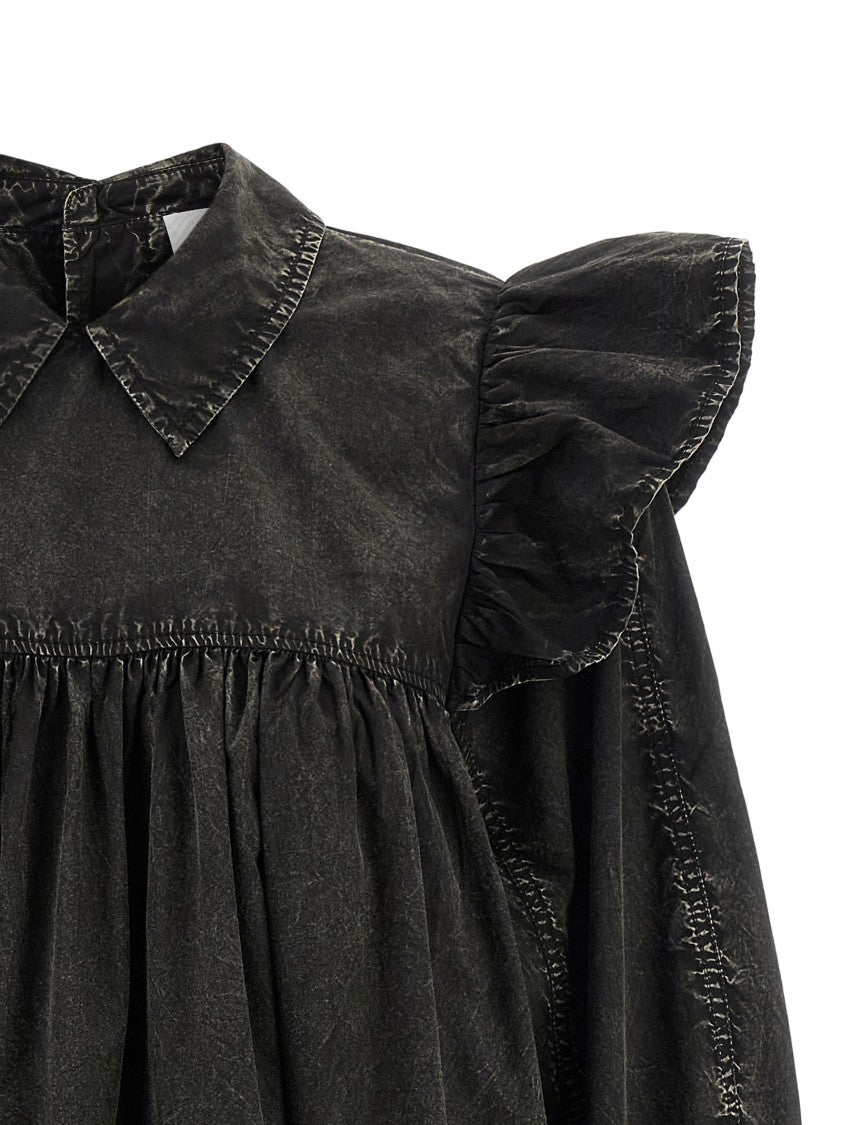 Ganni 'Black Washed Mini Shirt' Dress