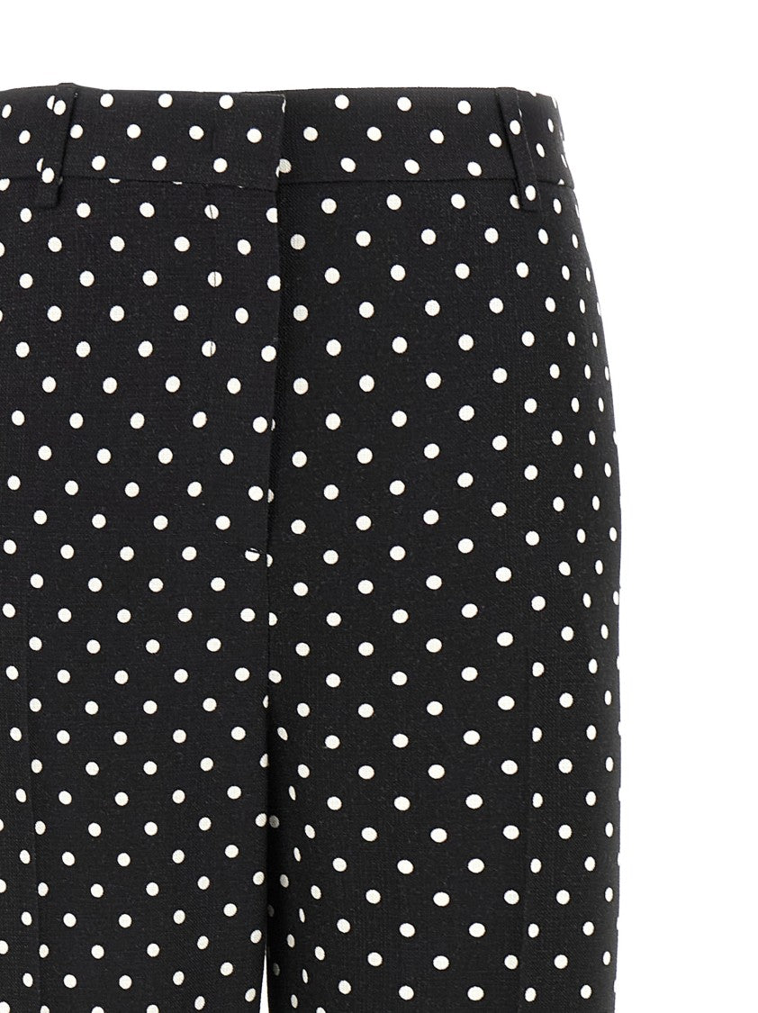Valentino Garavani Wide-Leg Polka Dot Print Pants With Pleated Design