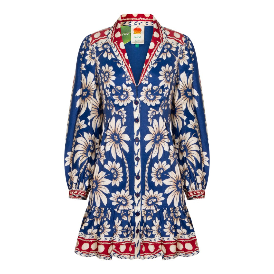 Farm Rio Vibrant Floral-Abstract Pattern Dress With Flowing Silhouette