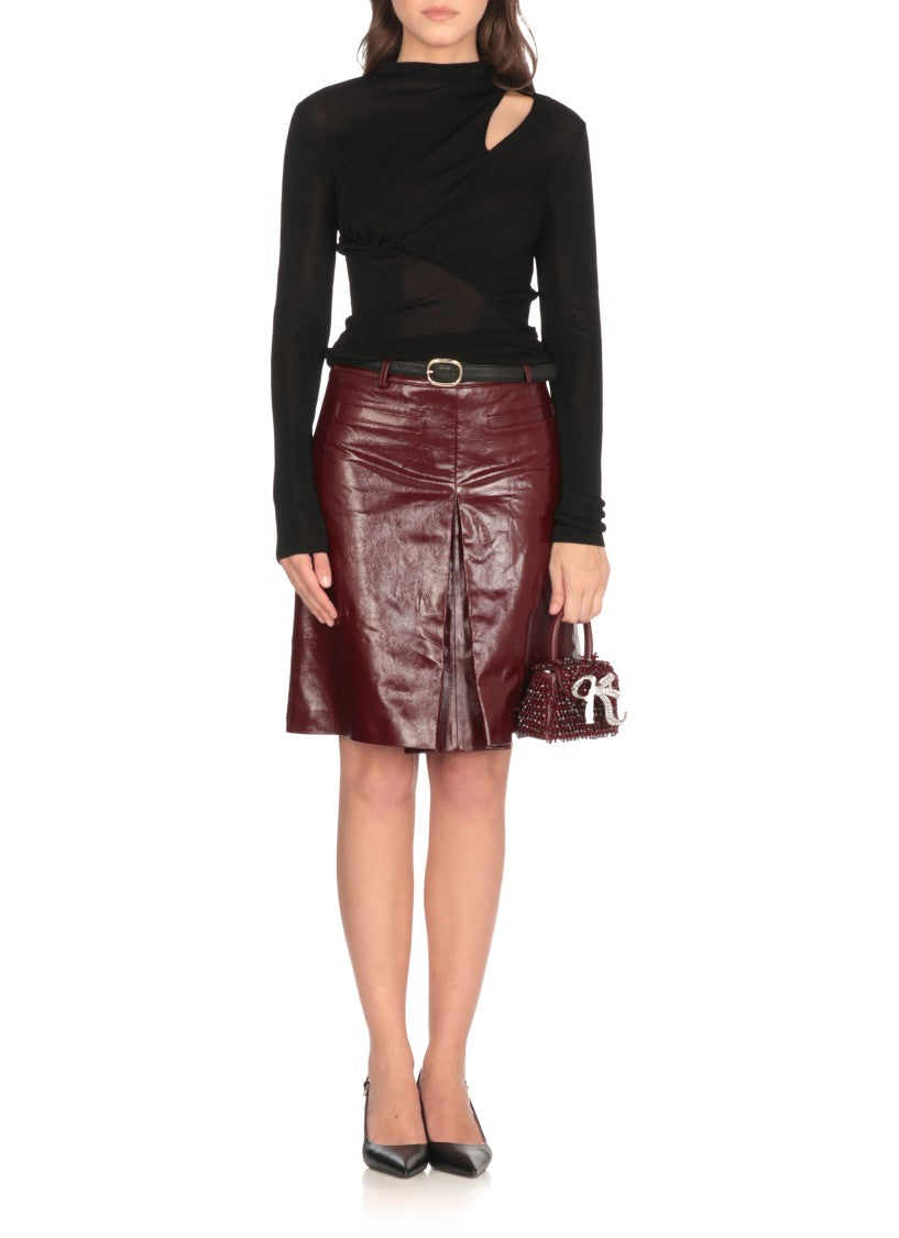 Self-Portrait Black Viscose Top With Front Cut-Out Detail