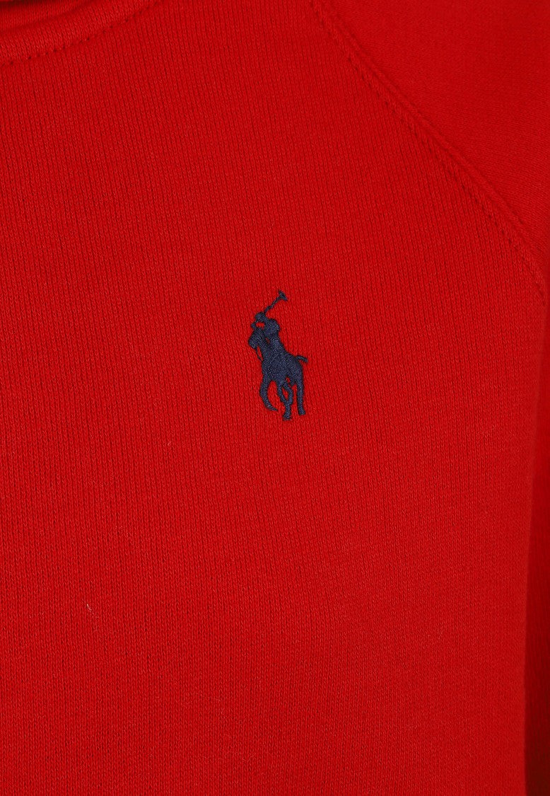 Polo Ralph Lauren Cropped Red Hoodie With Contrasting Embroidered Logo