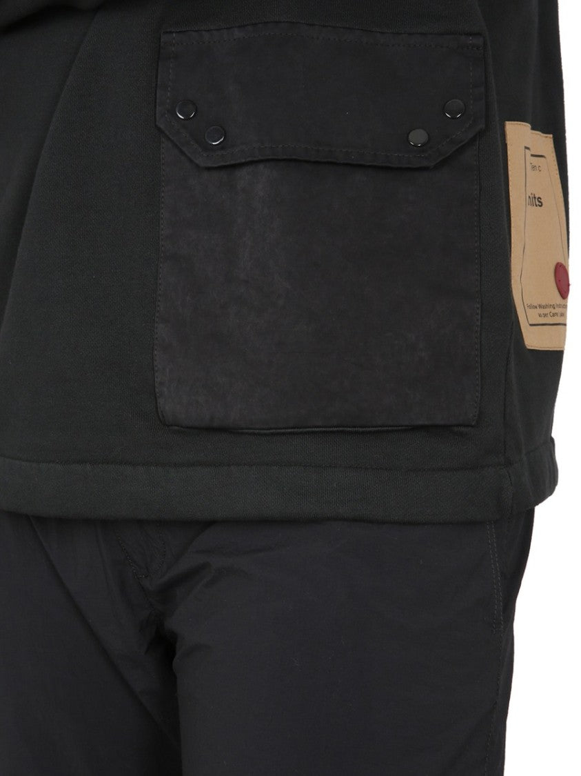 Ten C Relaxed Fit Black Cotton Sweatshirt