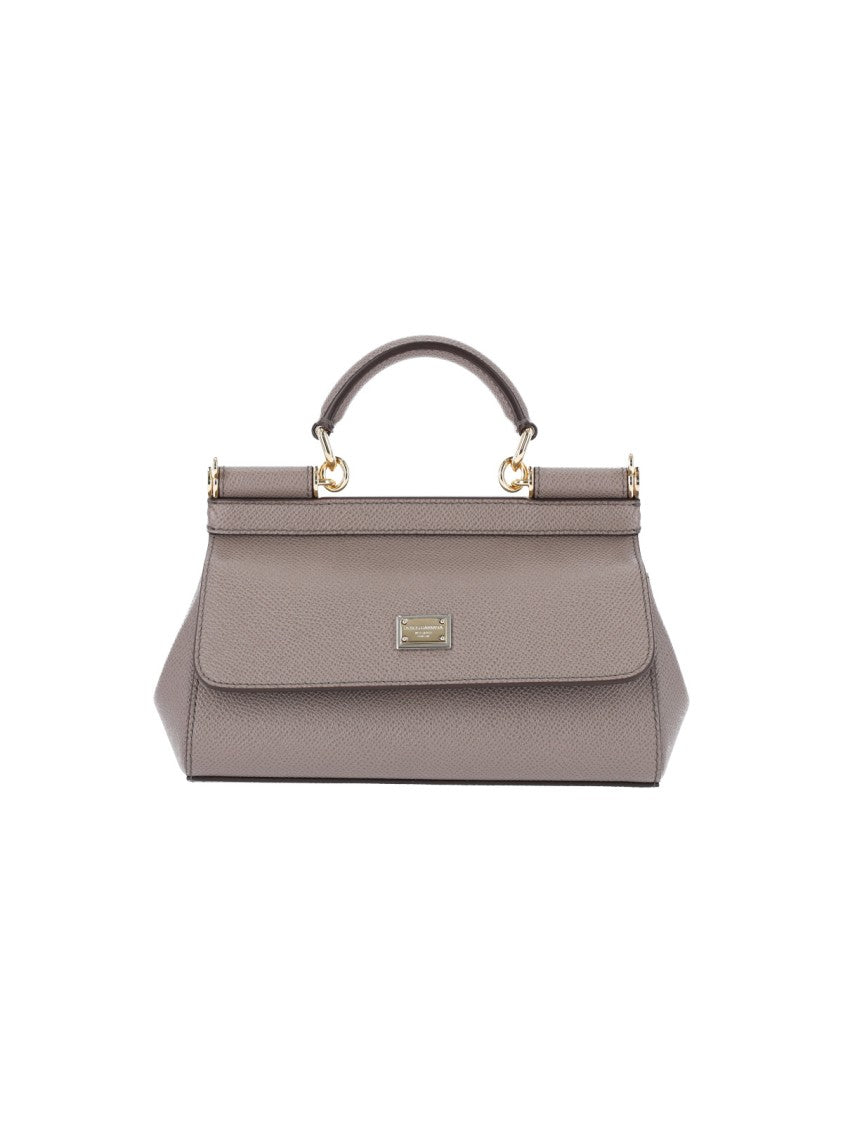 Dolce & Gabbana Taupe Sicily Small Leather Top-Handle Shoulder Bag