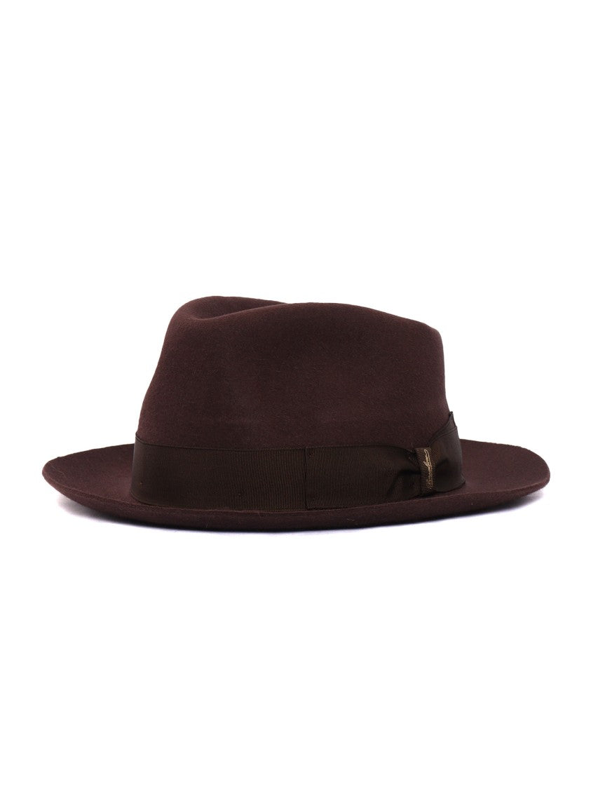 Borsalino Small Brim Fedora Hat With Structured Crown And Subtle Detailing