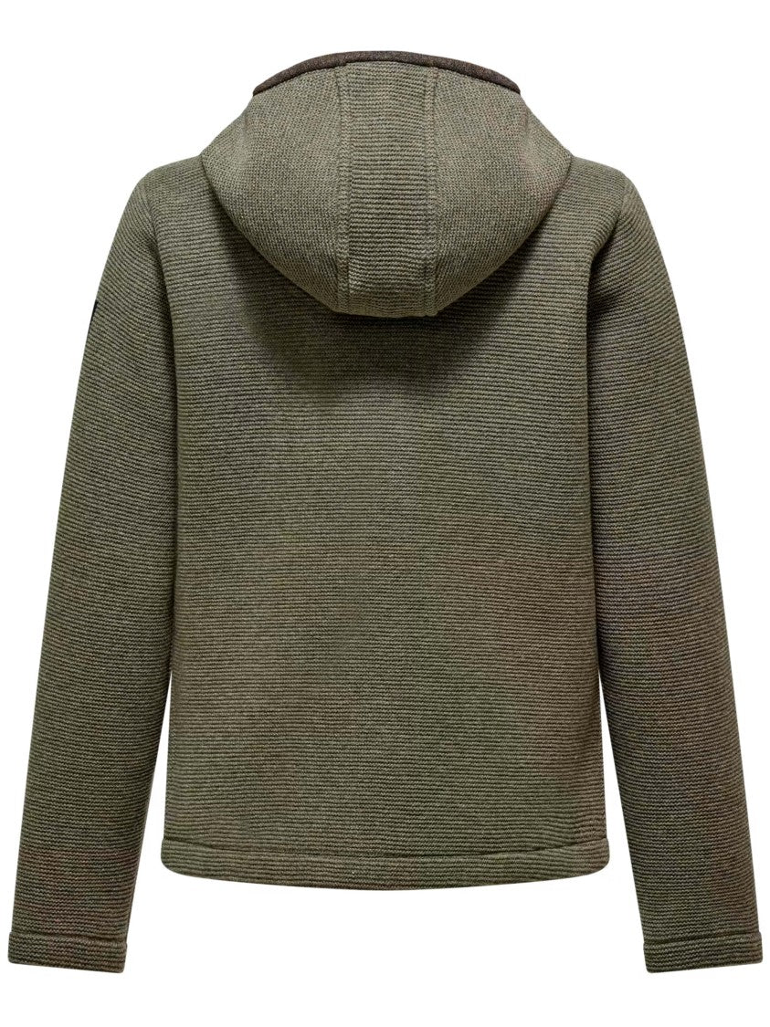 Salewa Olive Green Fanes Sarner Jkt Textured Knit Hooded Jacket