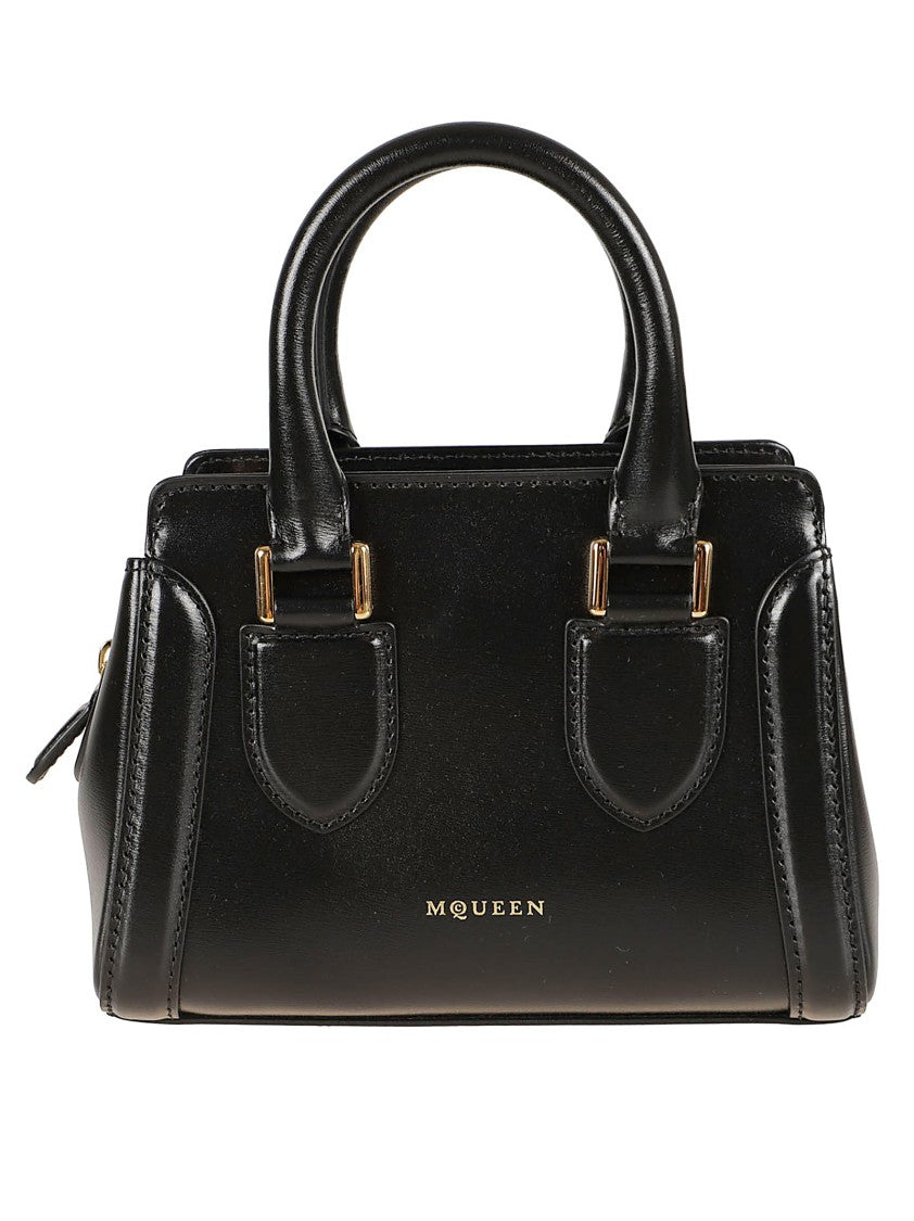 Alexander Mcqueen Structured Black Calfskin Leather Bag