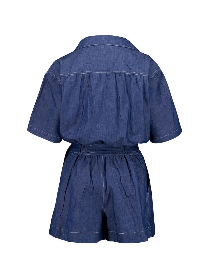 Prada Blue Chambray Washed Bowling Jumpsuit