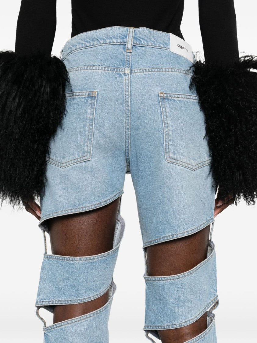 Coperni Light Blue Cut-Out Denim Jeans With Five-Pocket Design