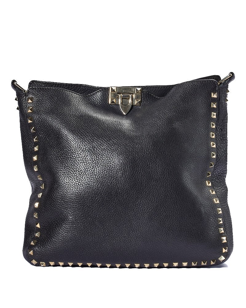 Valentino Rockstud Tote Vertical Medium Black