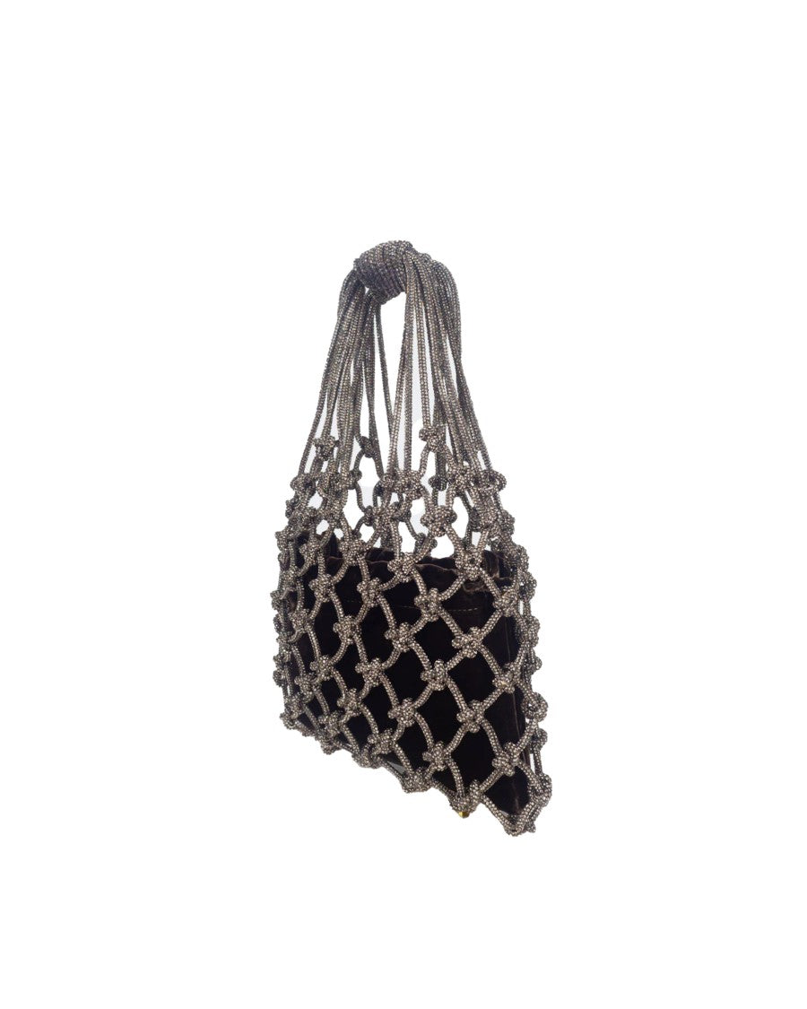 Hibourama Black Diamond Velvet Mesh Bag