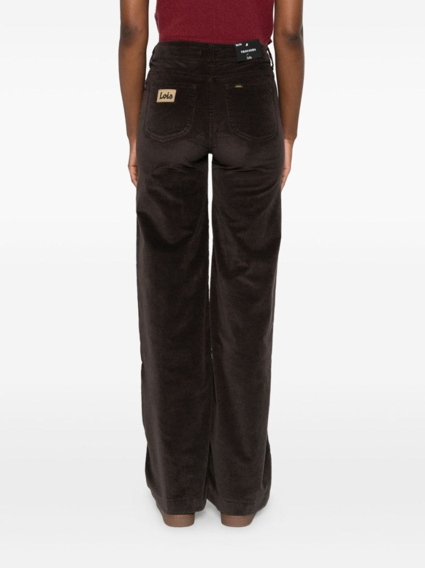 Iois Wide-Leg Brown Trousers With Classic Five-Pocket Design