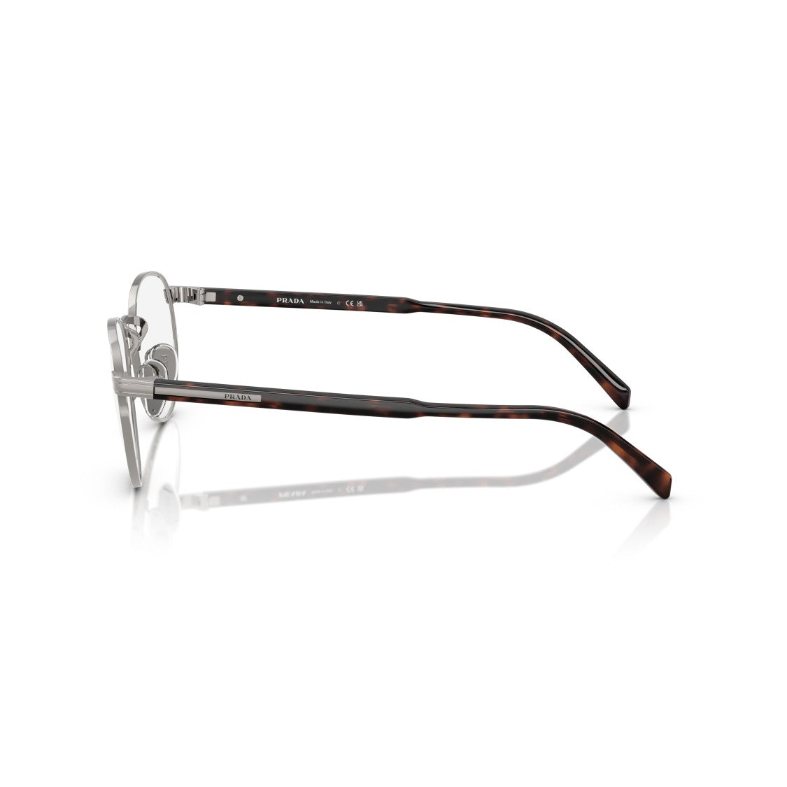 Prada 0Pr B52v Rounded Lens Silver Frame Eyeglasses