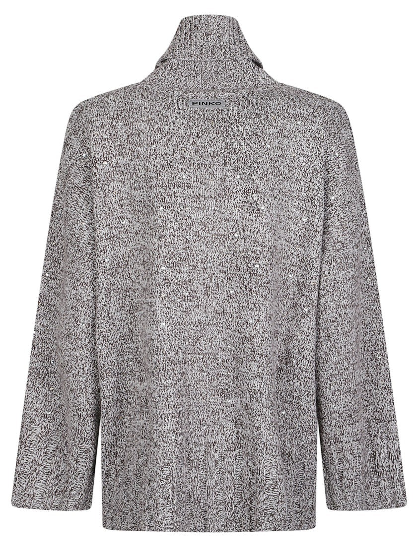 Pinko Grey Dresda Turtle Neck Polyamide-Blend Turtleneck