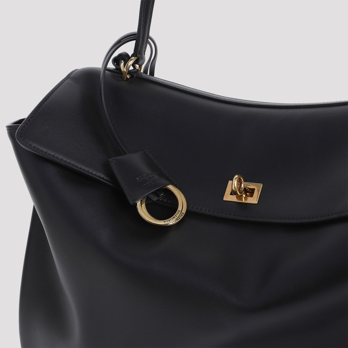 Balenciaga Black Calf Leather Handbag With Gold-Tone Accents