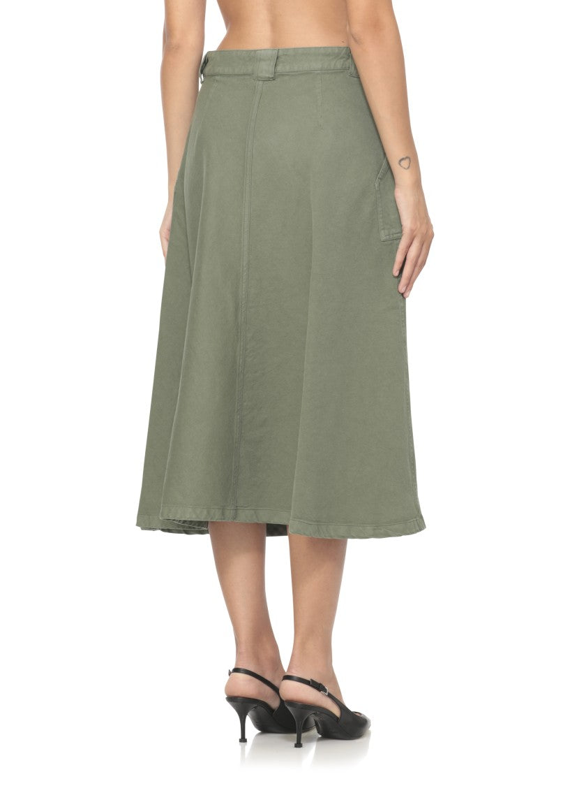 A.P.C. Flared Green Cotton Skirt