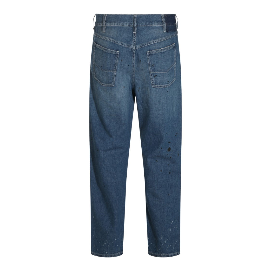 Maison Margiela Logo Patch Straight-Leg Pants Denim - Dark Blue