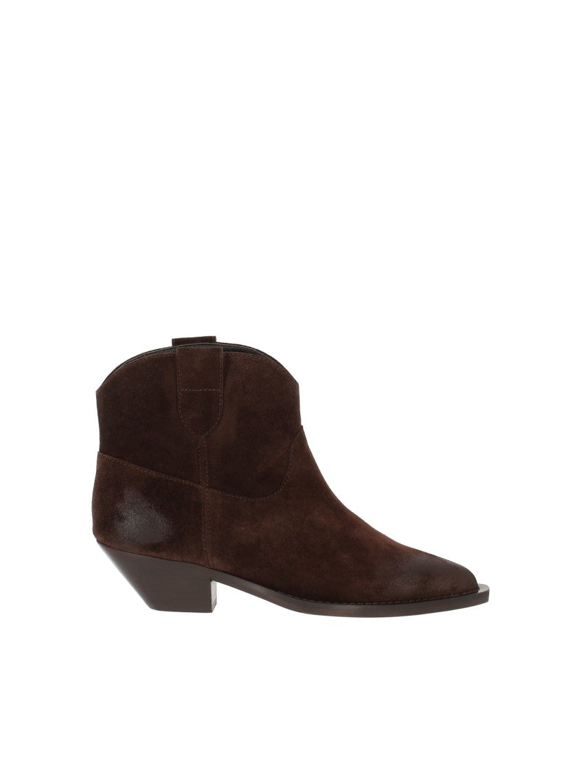 Via Roma 15 Embossed Leather Western Ankle Boots