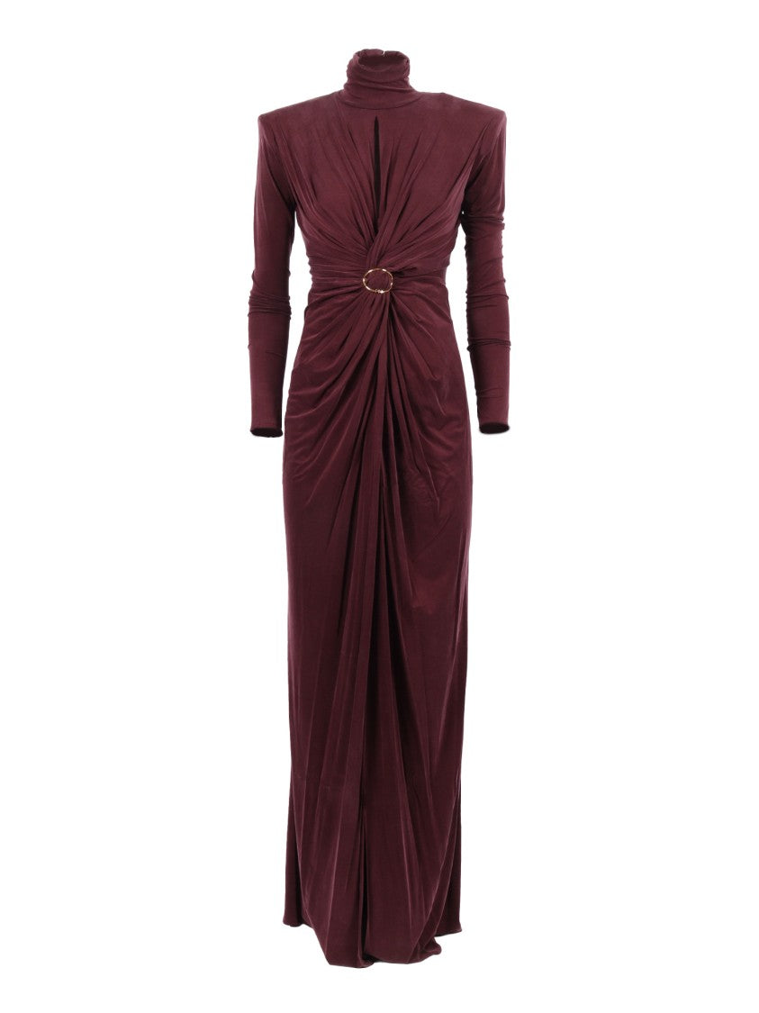Elisabetta Franchi Twist Detail Evening Dress With Circular Embellishment