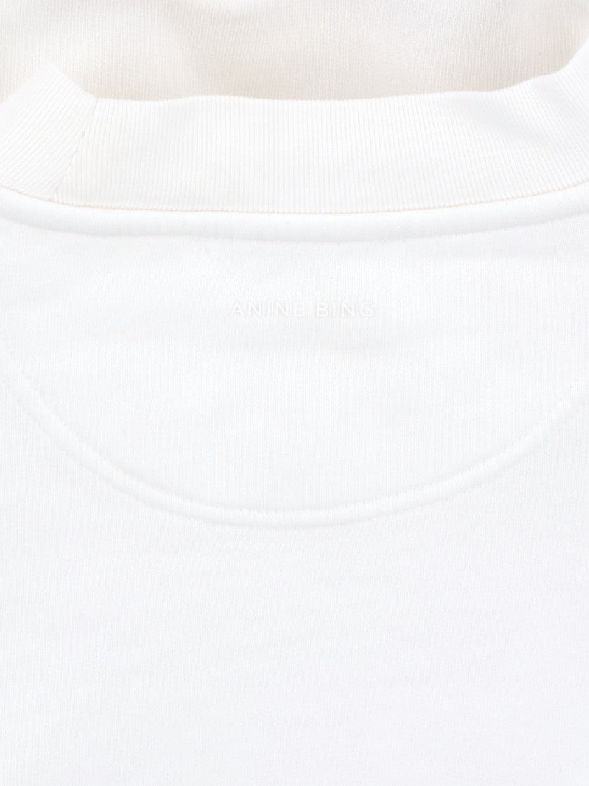 Anine Bing Cropped White T-Shirt With Round Neckline