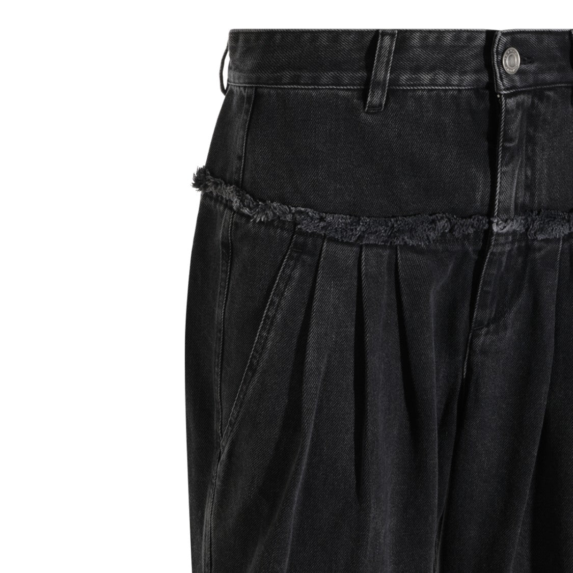 Isabel Marant Étoile Faded Black Denim Jeans With High Waist And Fringed Detail