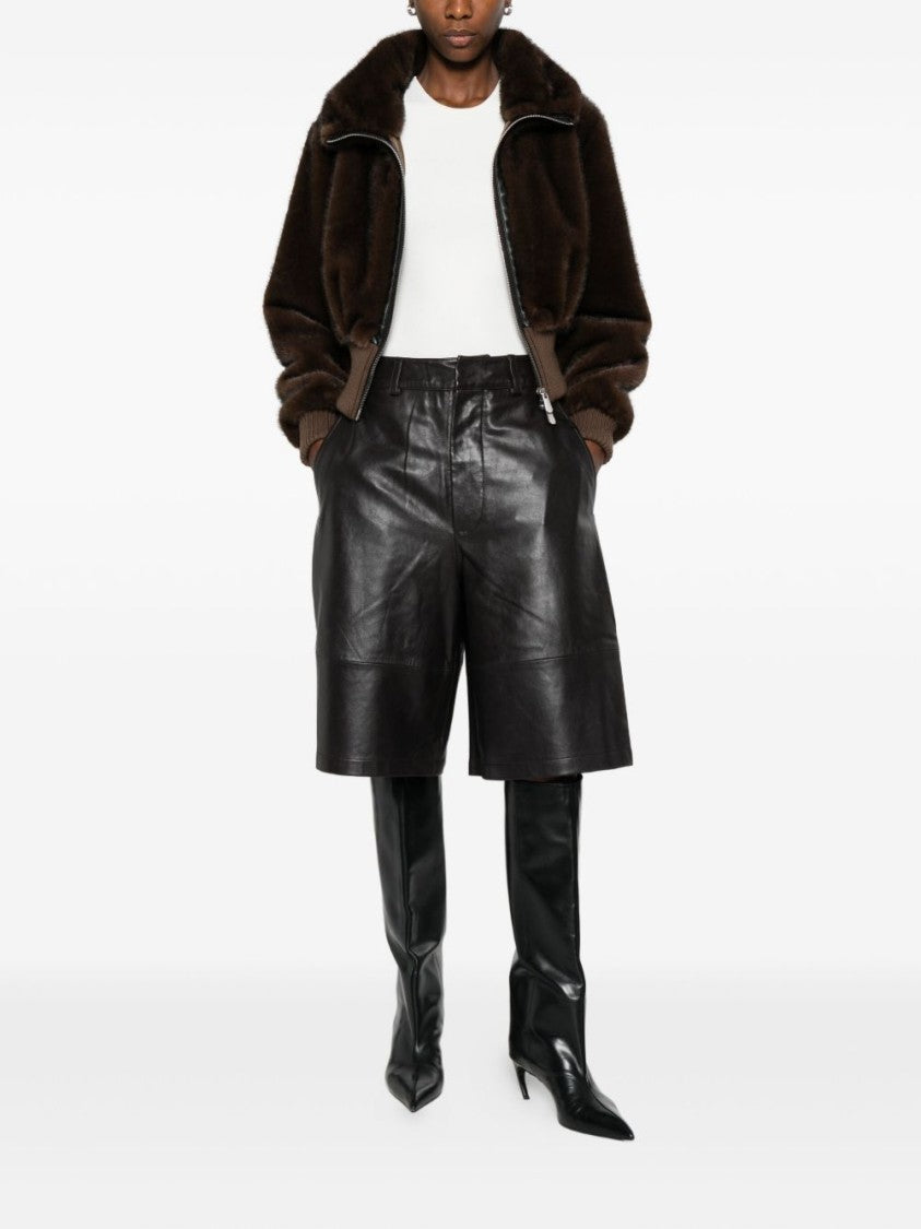 Pinko Cropped Plush Jacket With Wide Collar