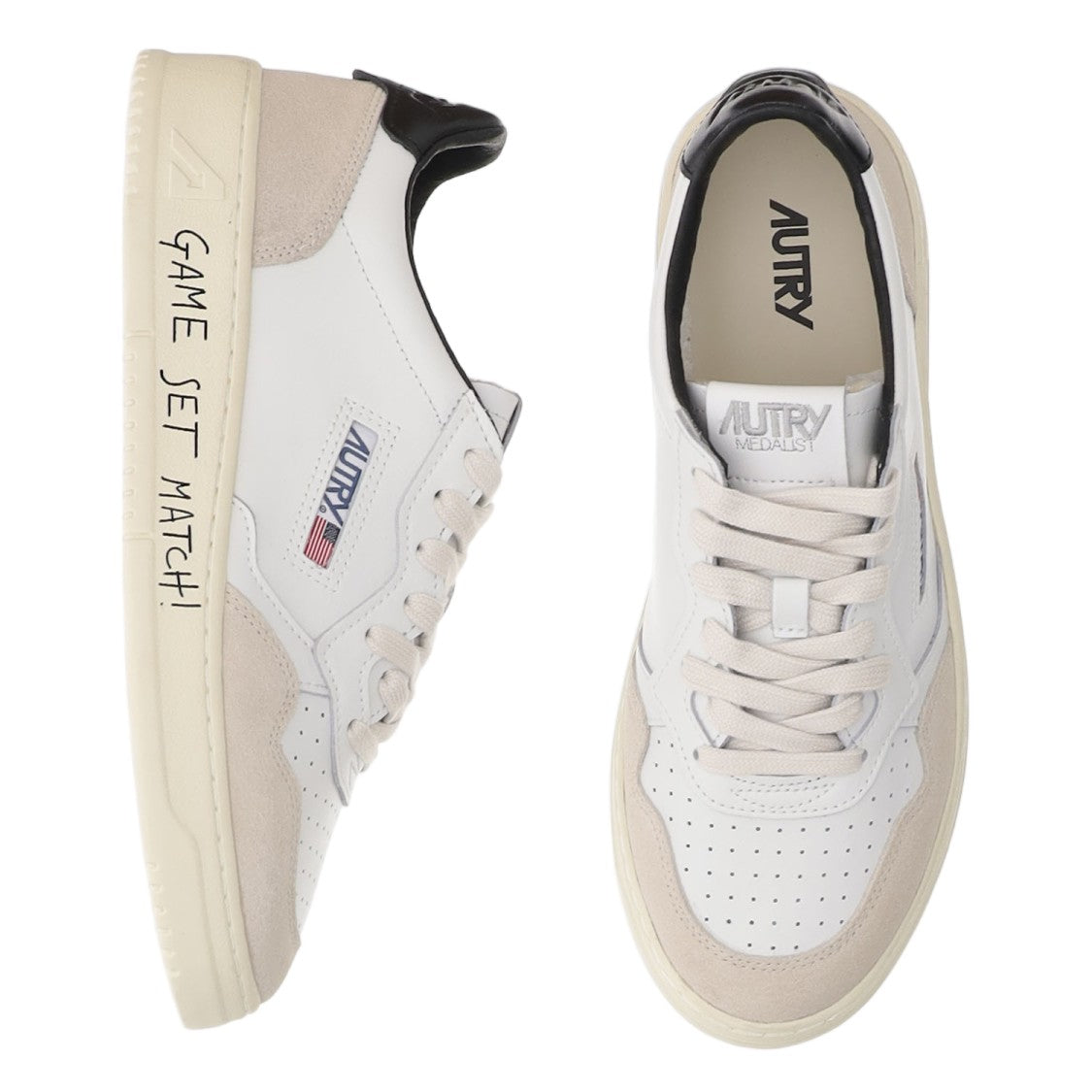 Autry Round Toe Leather Sneakers With Suede Inserts And Graffiti Accents