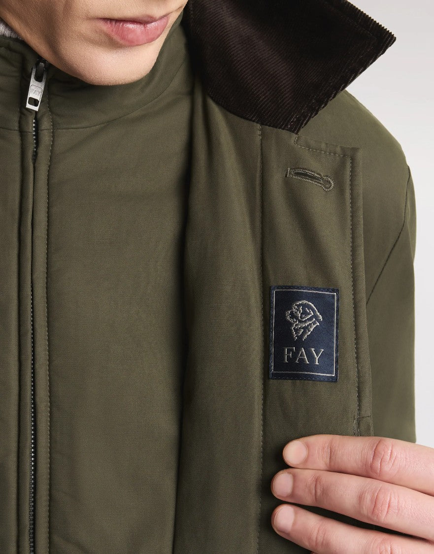 Fay Country Morning Double-Breasted Jacket In Light Forest Green