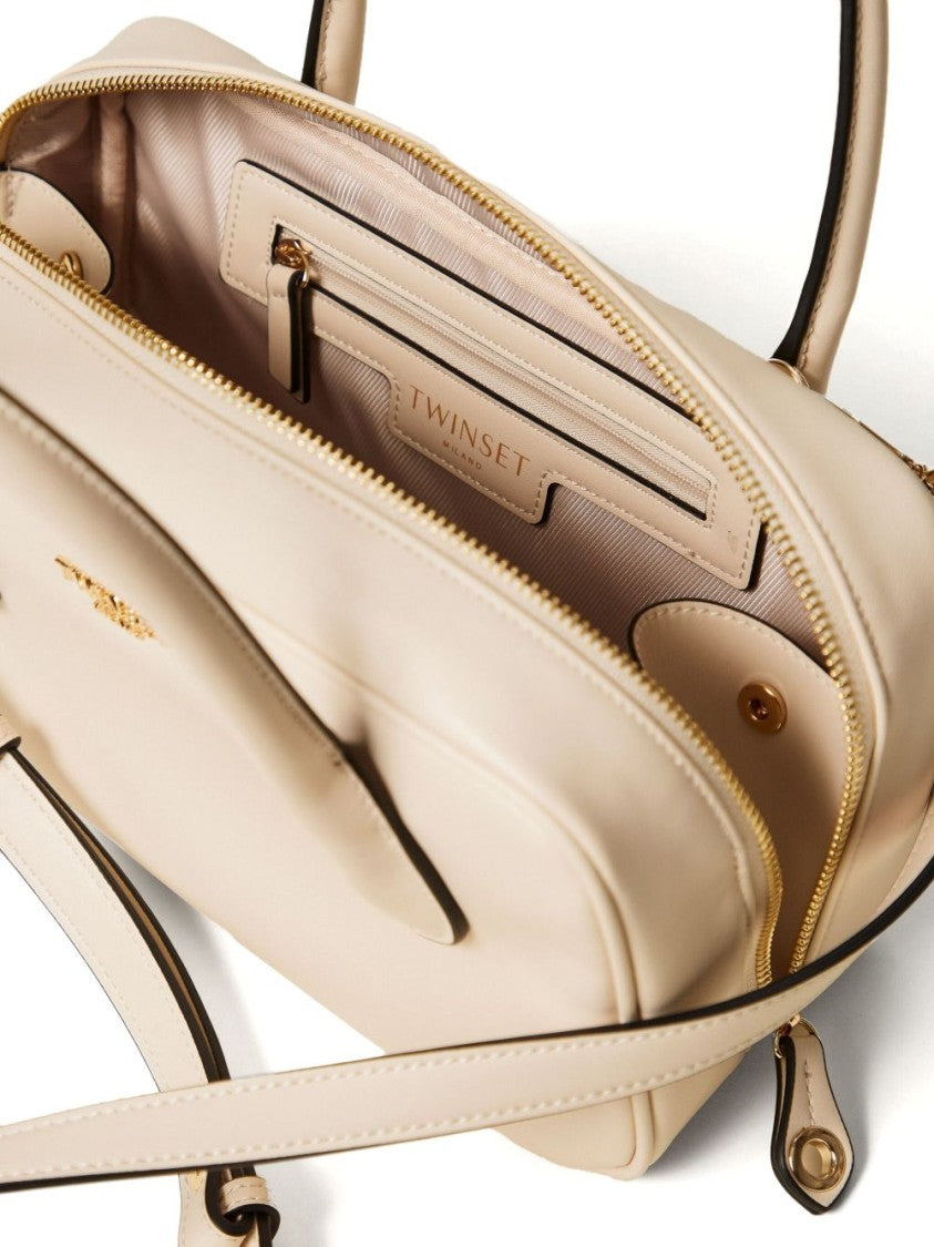 Twin-Set Rectangular Light Beige Handbag