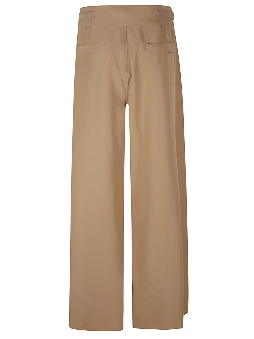 Ermanno Firenze Cropped Camel Trousers With Wide-Leg Silhouette