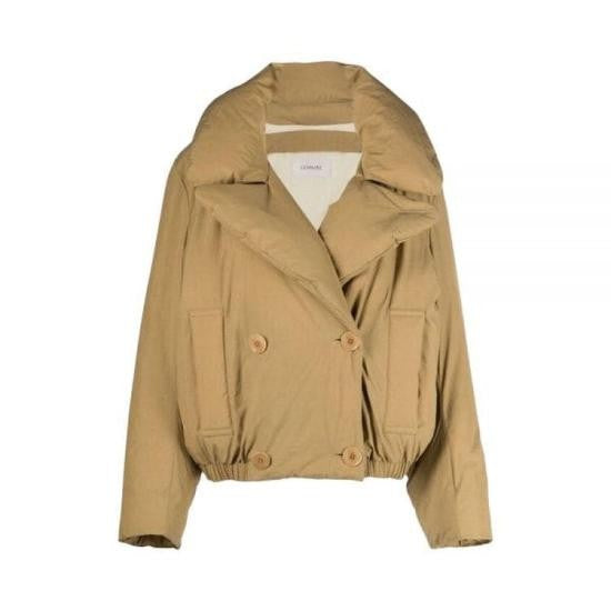 Lemaire Cropped Double-Breasted Padded Jacket With Oversized Collar