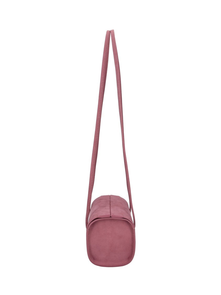 Fane Pink Mie Cylindrical Nubuck Leather Shoulder Bag