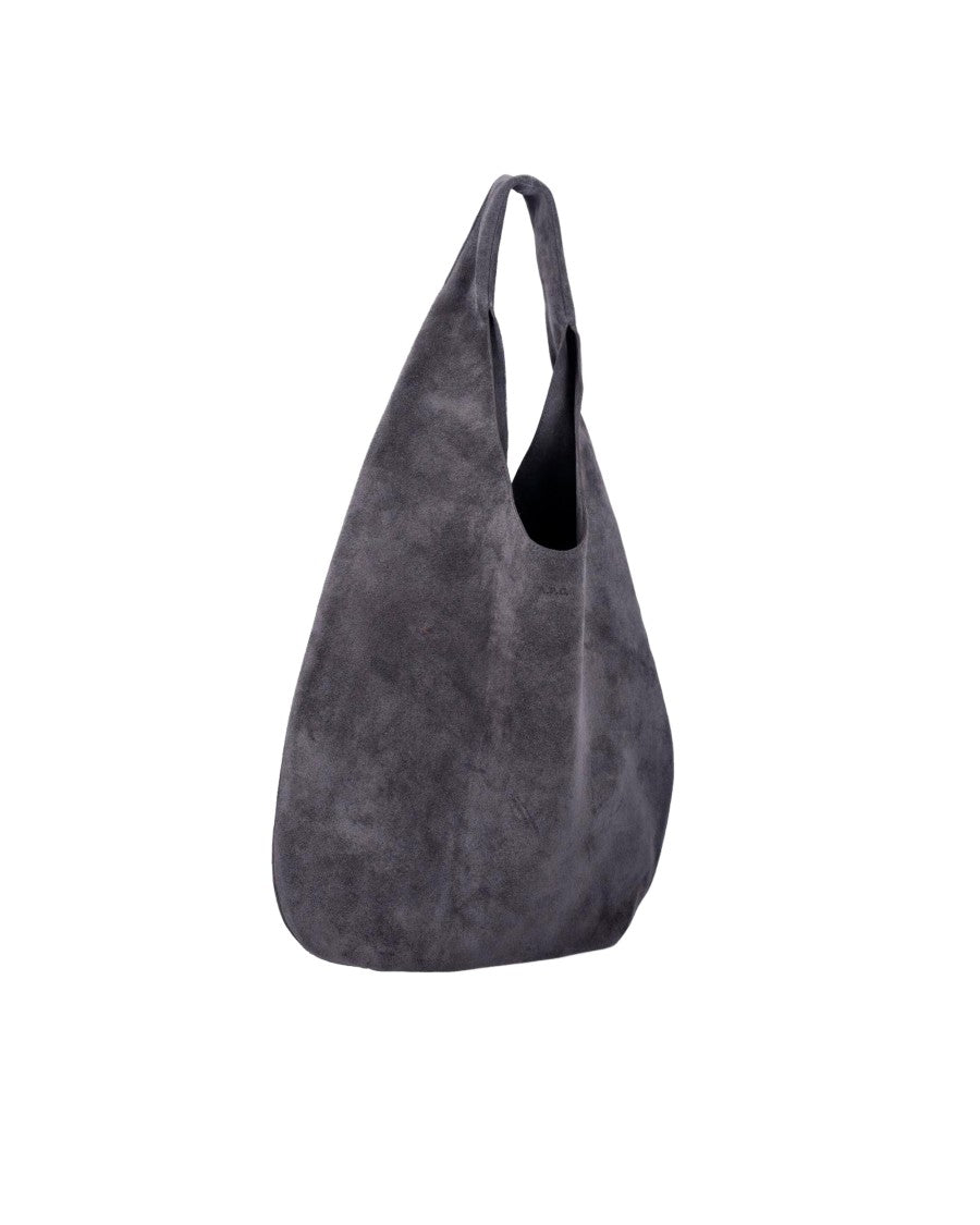 A.P.C. Slate Grey Le Neige Law Soft Suede Hobo Bag