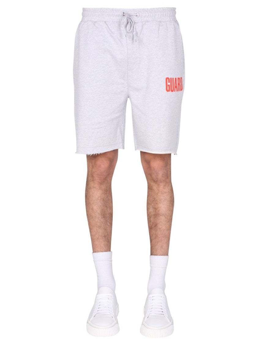 Helmut Lang Cotton Fleece Bermuda Shorts With Adjustable Waist