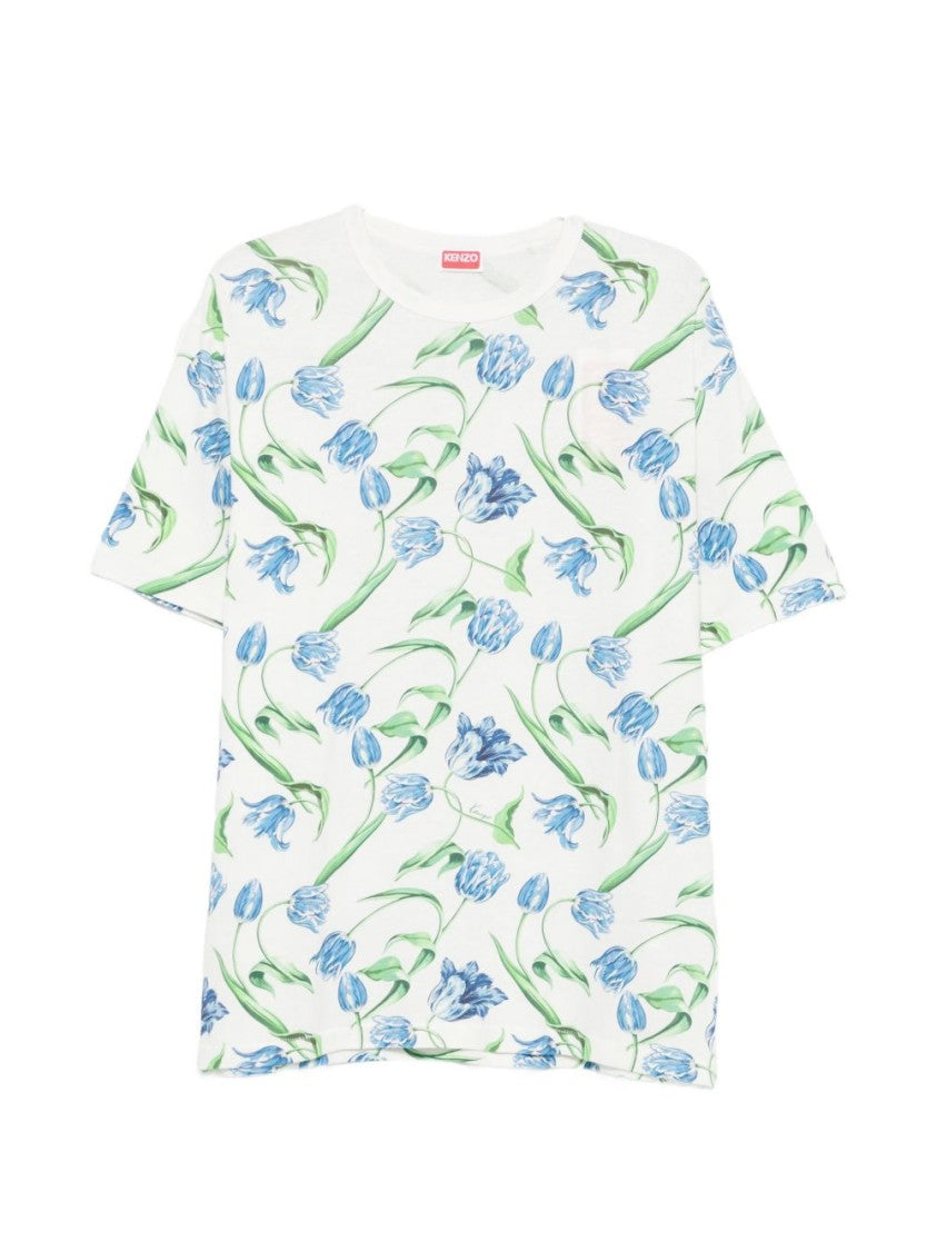 Kenzo Floral Print Crew Neck T-Shirt With Relaxed Fit
