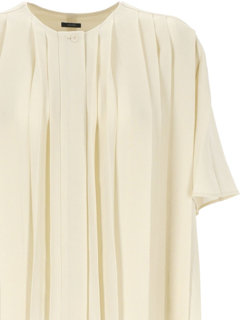 Joseph Airy Plisse Short Sleeve Blouse