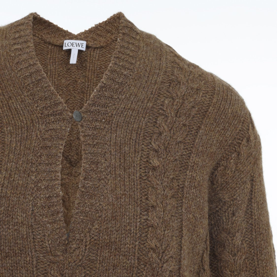 Loewe Cable Knit Sweater With Calfskin Accents