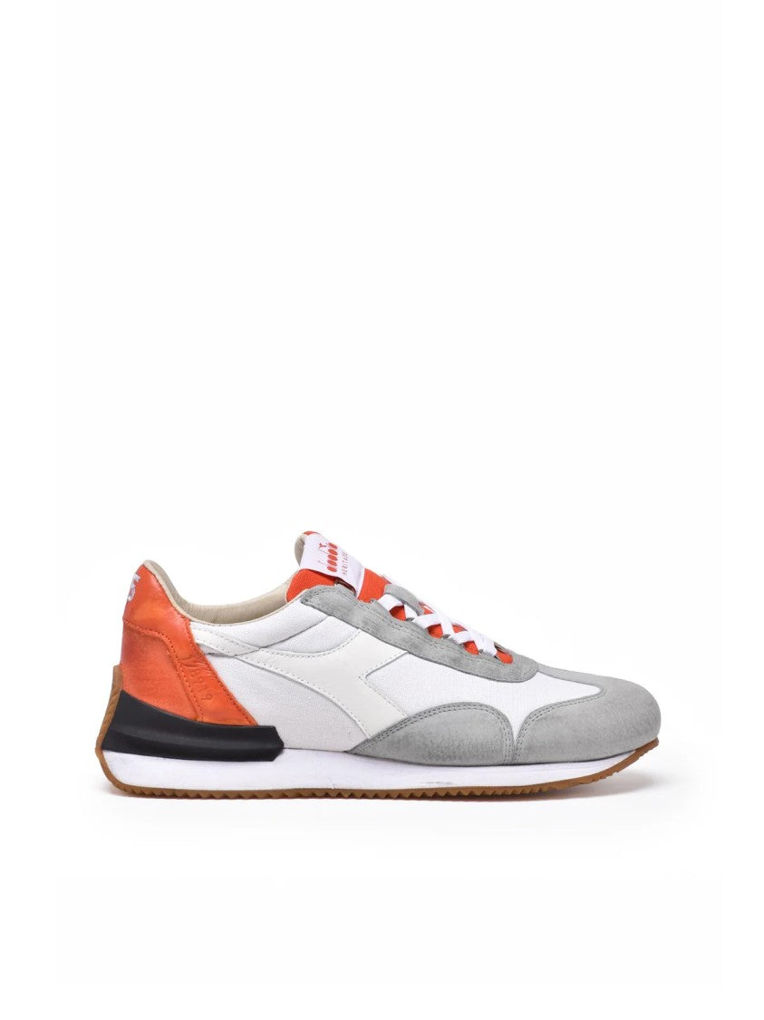 Diadora Heritage White Grey Leather Polyester Equipe Sneakers