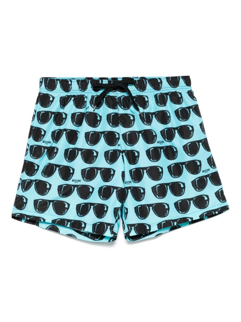 Moschino Aqua Blue Elasticated Drawstring Swim Shorts
