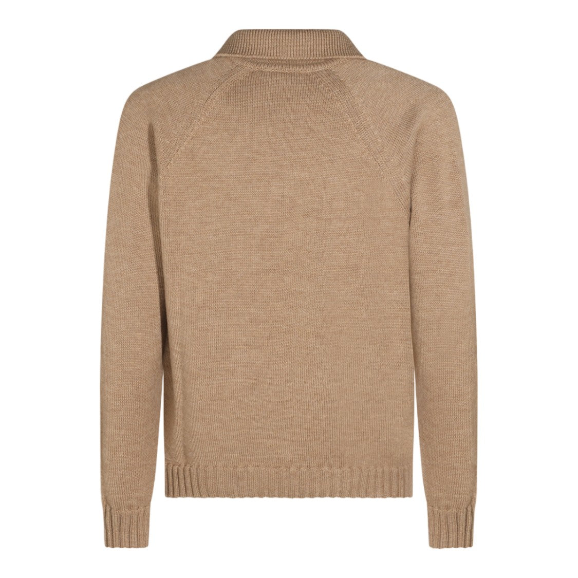 Zanone Relaxed Fit Open Collar Ribbed Knit Sweater