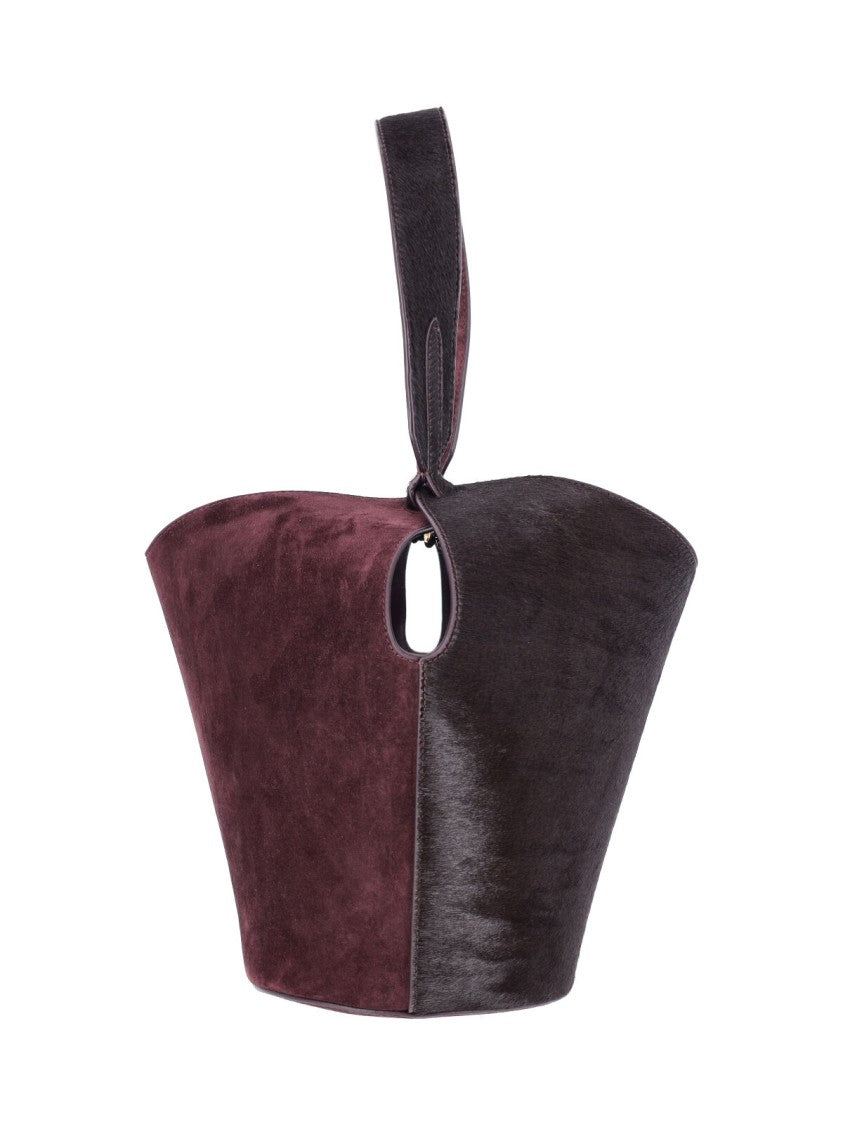 Khaite Mini Tote Bag In Bordeaux Calf Suede