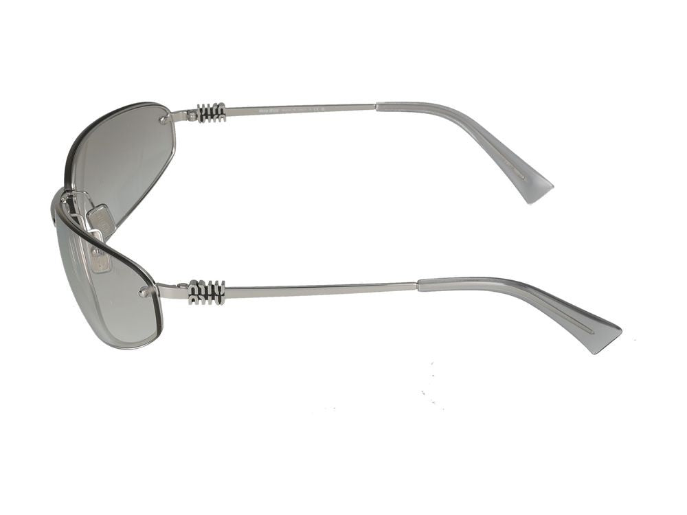Miu Miu Rimless Silver Sunglasses With Curved Lenses
