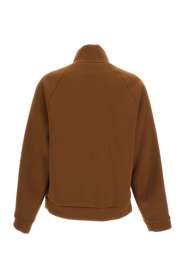Irie' Brown High Collar Zip-Up Cropped Jacket