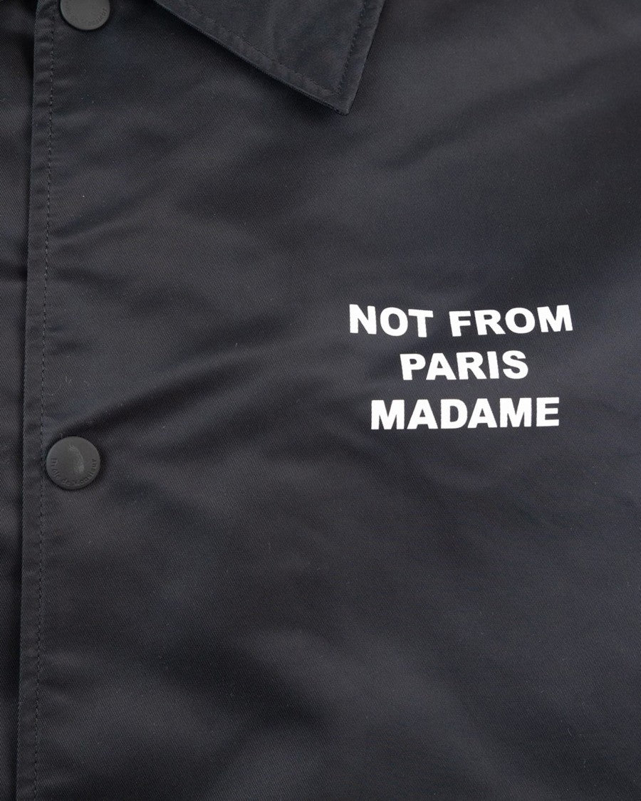 Drôle De Monsieur Lightweight Black Jacket With Embroidered Logo And Bold Slogan