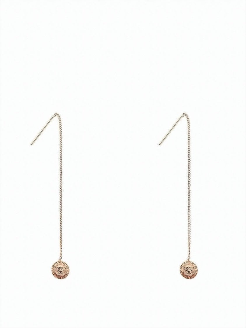Versace Chain Earrings With Circular Pendant