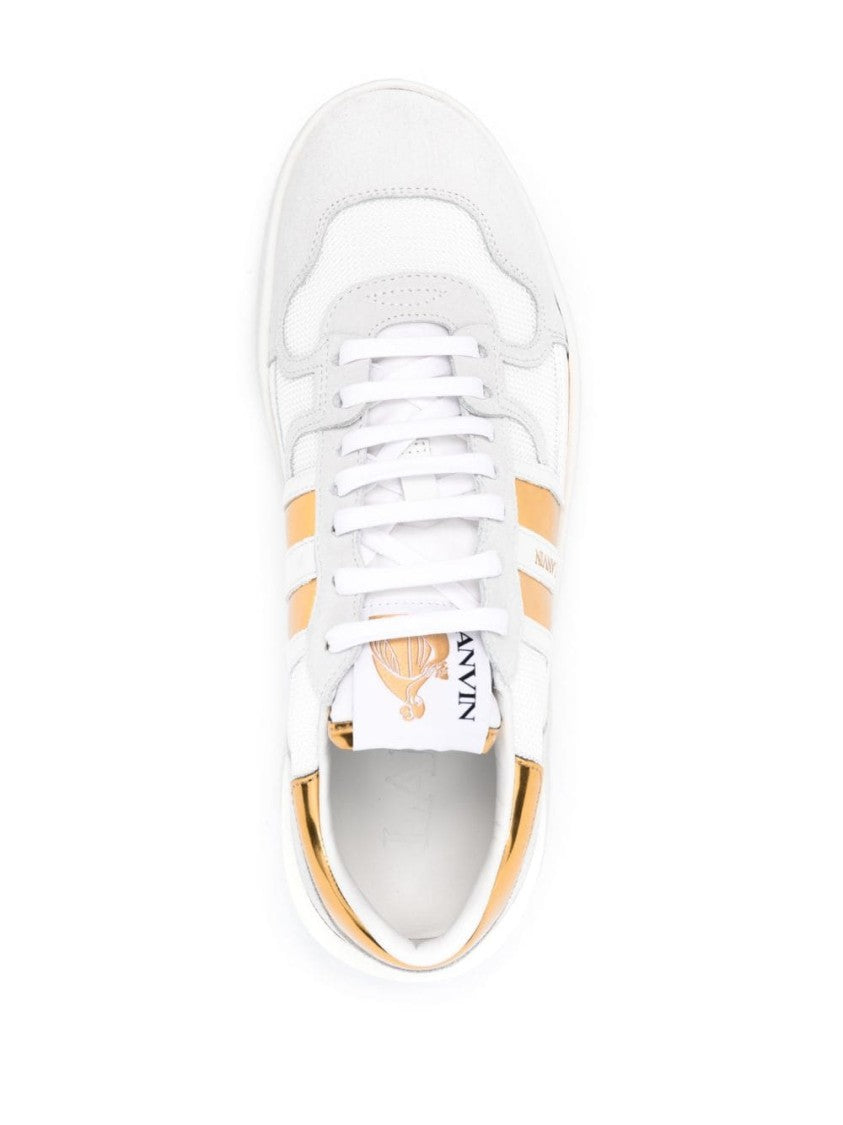 Lanvin Clay Lace-Up Sneakers With Gold-Tone Accents