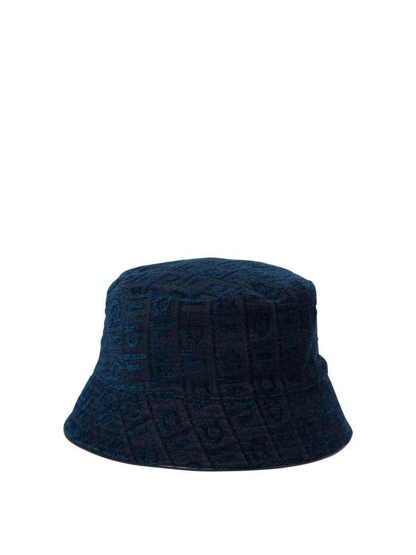 Ferragamo Textured Blue Bucket Hat