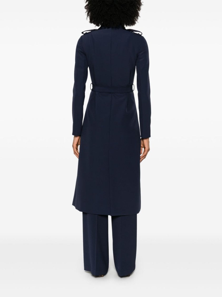 Patrizia Pepe Navy Blue Double-Breasted Trench Coat