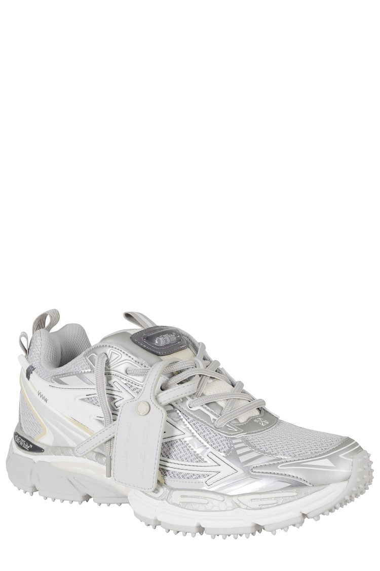 Off-White Gray Be Right Back Mesh Leather Sneakers