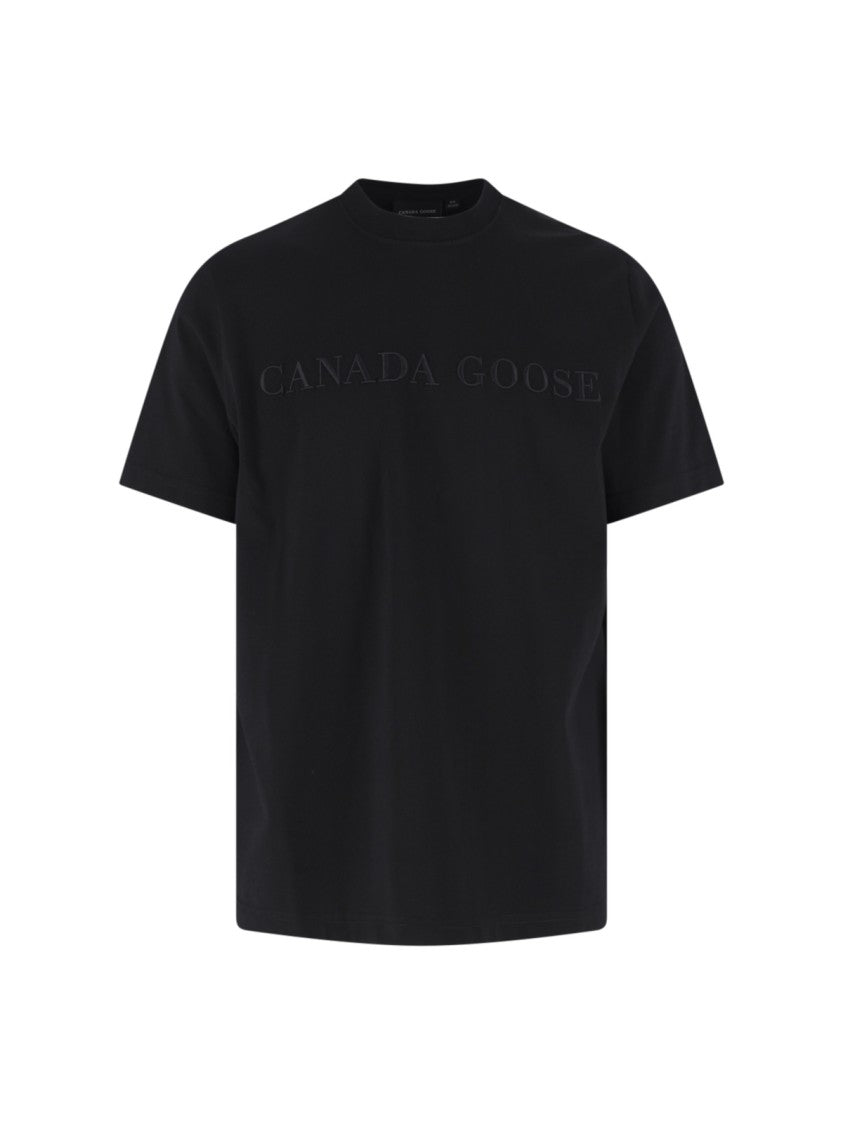 Canada Goose Black Short-Sleeve Embossed Cotton Logo T-Shirt