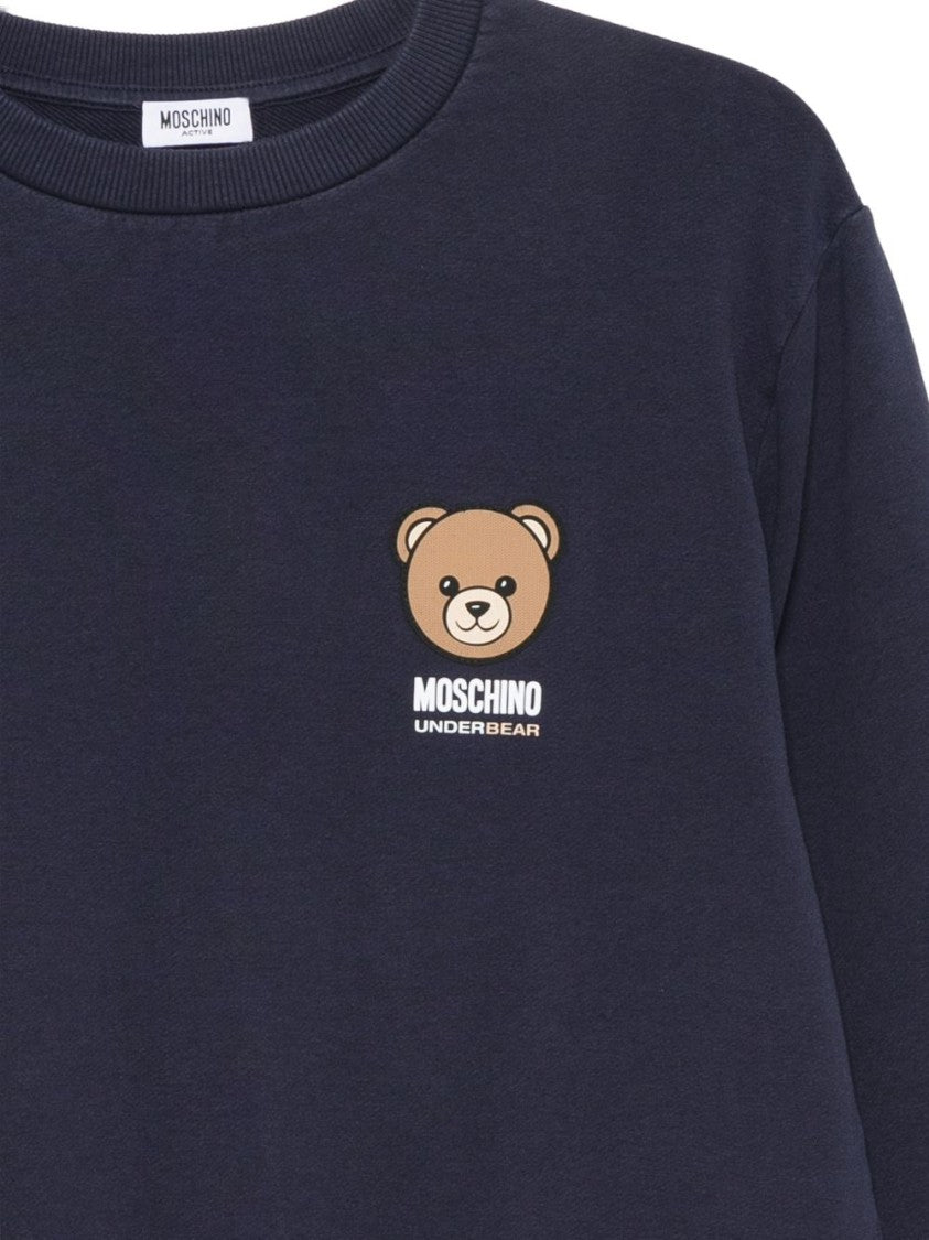 Moschino Teddy Bear Motif Crew Neck Sweater With Ribbed Details